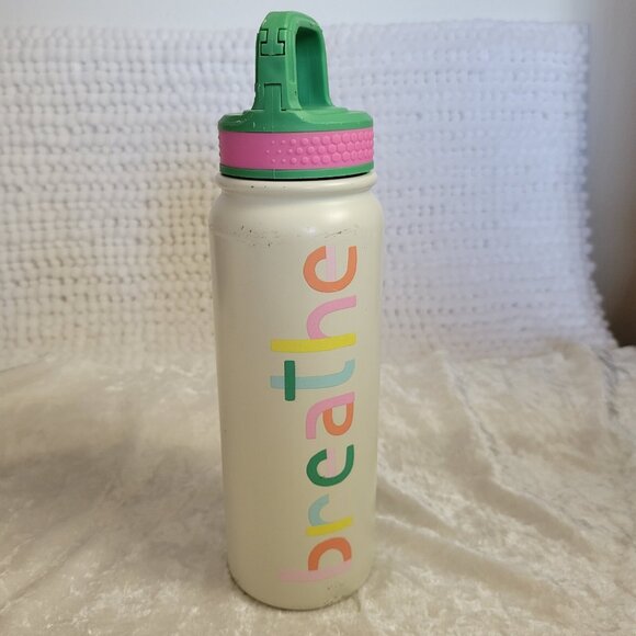 OCS Designs Water Bottles 20 oz. LOT of 2 Breathe Happy x5 w/Rainbow Stainless - Picture 5 of 11